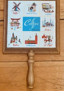 Vintage Scandinavian Berggren Coffee Tile In Hand Crafted Wood Frame. RARE! - Picture 1 of 9