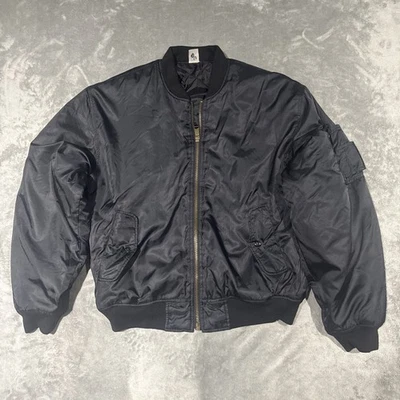Vintage 80s Alpha Industries Ma-1 Intermediate Bomber Flight Jacket Size L Black - Image 1 of 4