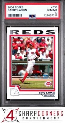 2004 TOPPS #636 BARRY LARKIN REDS HOF PSA 10 - Image 1 of 3