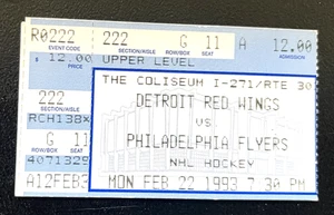 22/02/93 RED WINGS/FLYERS TICKET STUB-GOALS DE LINDROS/YZERMAN/RECCHI/CICCARELLI - Imagen 1 de 1
