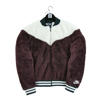 Nike Veste polaire Teddy Sherpa Femme Taille M Bordeaux #QWE3033 - Photo 1/4