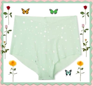 XL Green Star Foil Silver NO SHOW Victorias Secret High Waist Midi Brief Pantie - Picture 1 of 8