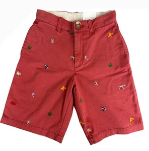 Youth J.Crew Red Embroidered Shorts With Nautical & Animal Designs Size 9 NWT - Picture 1 of 16
