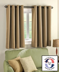 NEW SAND (Tan) Black Out Window Curtain Short 56"W x 45"L #2002298 - Picture 1 of 4