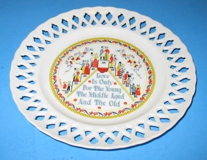 Vintage Berggren Scandinavian Lattice Cabinet Wall Plate Love Is Only For Young - Picture 1 of 3
