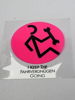 Volkswagen Fahrvergnugen Vinyl Decal Advertising Day Glo Pink NOS VTG Rare - Image 1 of 3