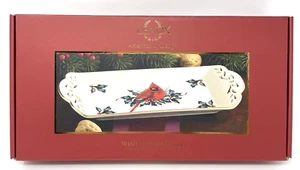 Lenox Wintergrüße Urlaub durchbohrt Leckerbissen Tablett Platte 12" Kardinal Neu im Karton - Bild 1 von 3