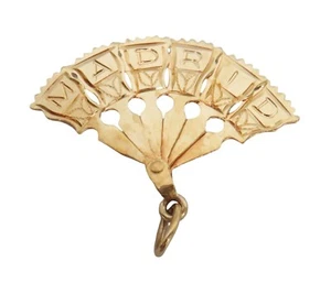Madrid Spain Yellow Gold Open Fan Charm - Picture 1 of 3
