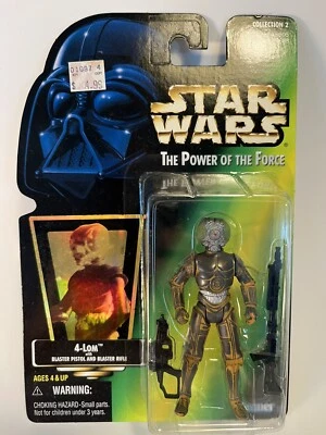Figura de acción tarjeta verde 4-LOM Kenner 1997 Star Wars Power of the Force Foto 1 de 4