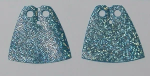 Lego 2 Cape For Minifigure Silver Sparkly Azure Blue Xmas Christmas - Picture 1 of 4