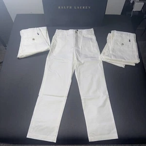 Polo Ralph Lauren Kids Boys Size 6 Chino Pants - White with Blue Polo Logo - Picture 1 of 5