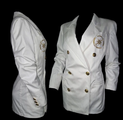 Blazer MAX MARA Doble Pecho Algodón Blanco NÁUTICO Mujer Talla M/L Foto 1 de 4