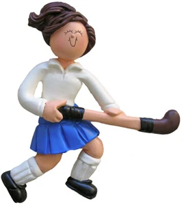 Adorno de árbol de Navidad personalizado marrón de hockey sobre césped femenino - Imagen 1 de 1