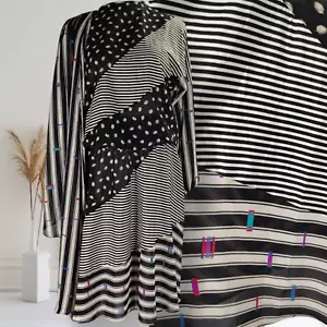 Diane Freis Shoulder Drape Georgette Dress S-L Midi Blouson Mixed Print - Picture 1 of 19