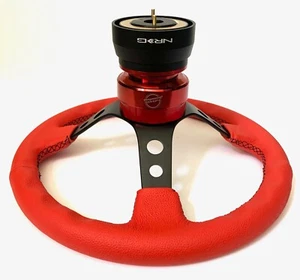 NRG SHORT HUB QUICK RELEASE STEERING WHEEL RBR FOR NISSAN DATSUN - Picture 1 of 5