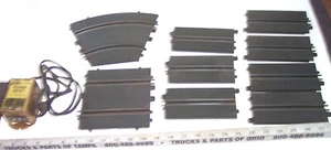 10 X 1960 ELDON 1/32 Slot Car Straight Curve Single Lane Race Tracks Transformer - Picture 1 of 10
