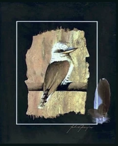 LAUGHING KOOKABURRA - PRINT - WITH FEATHERS - Direct from Artist - LICENCED - Bild 1 von 1