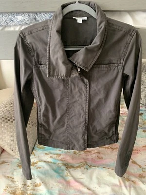 Стандартный James Perse женщин 1 укороченный Moto Куртка Пальто военного зеленый полный молнии - Изображение 1 из 4