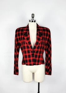 Women's Multicolor 100% Linen Check Pattern Blazer Size 6 - Picture 1 of 6