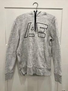 American Eagle Hoodie Sweat Shirt Men's Small White Black Spellout Zipper - Picture 1 of 6