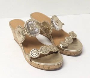 Jack Rogers Lauren Wedge Sandals, Gold, Women's 6 - Picture 1 of 6