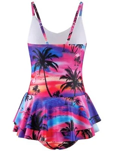 Kids Girls Dress Sports Beachwear Backless Swimsuit One Piece Hawaii Sundress - Picture 1 of 16
