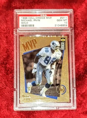 MICHAEL IRVIN 1996 COLLECTOR'S CHOICE MVP GOLD VARIATION INSERT PSA 10 🔥LOW POP - Image 1 of 2