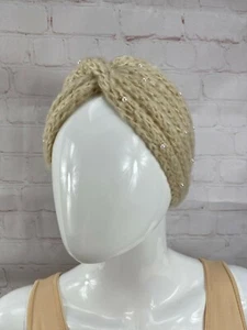 New! Free Press Ivory Cream Cozy Knit Headband with Pearls - Imagen 1 de 8