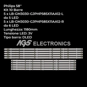 KIT 10 TIRAS TV LED PHILIPS LB-GM3030-GJPHP585X11AA12 LB58003 58PUS7555 - Imagen 1 de 1