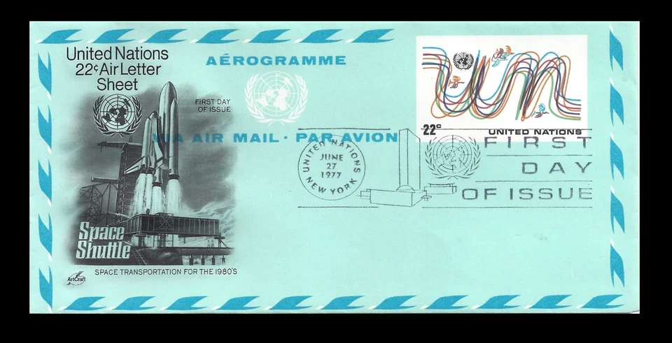 United Nations. Aerogramme. Air Letter Sheets. Space Shettle. (BI#BX77) - Image 1 of 1