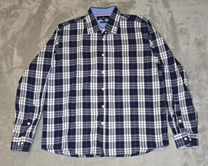 Classic Collection Herren Hemd L blau weiß kariert Brusttasche Made in Italy - Bild 1 von 17