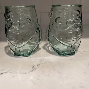 2-San Miguel Spain 100 % Recycled Green Glass Stemless Goblets Glasses Santa - Picture 1 of 7