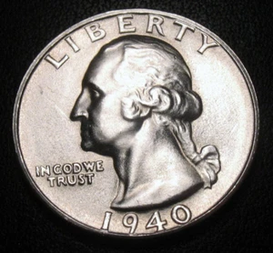 OLD US COINS SILVER CHOICE BU UNC 1940 S WASHINGTON QUARTER MS UNCIRCULATED - Picture 1 of 2