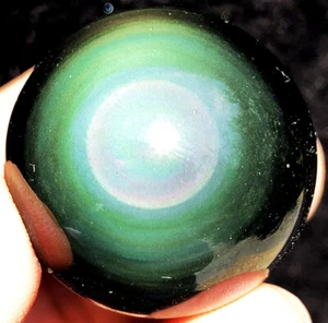 1,25"40,6g WOW! Natürlicher Regenbogen Katzenauge Obsidian Kristallkugel Heilung ia3127 - Bild 1 von 12