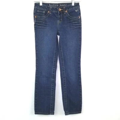 JUSTICE Straight Leg Jeans w/Rose Gold Buttons, size 10R - Image 1 of 4