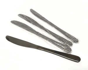 Set 4 posate a specchio coltelli da tavola in acciaio inox nero nuovi  - Foto 1 di 2