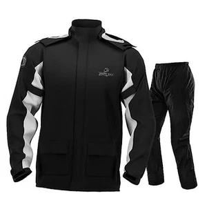 Rain Suit, Motorcycle Rain Gear Suit for Men & Women, Jackets & Large Black - Picture 1 of 7