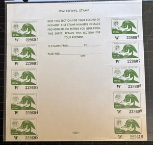 US Stamps - 1976 Michigan Duck Stamp - Sheet Of 10 - SC# RW Mi 1 - CV $50.00 - Picture 1 of 1