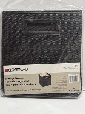 Cube Storage Bin 11x10.5x10.5 Black Cross Weave Closet Organizer Handle Box Tote - Image 1 of 4