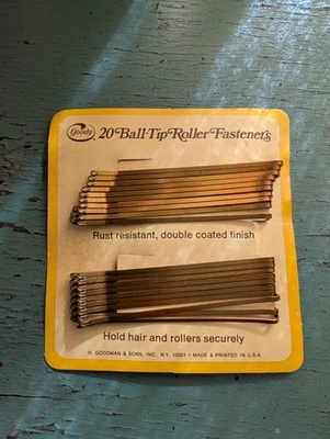 Vintage Retro Goody Ball Tip Roller Fasteners Set 20 Hair Bobby Pins  - Image 1 of 4