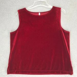 Weißer Hirsch Samt ärmellos Pullover Top Gr. L 12/14 rot - Bild 1 von 9