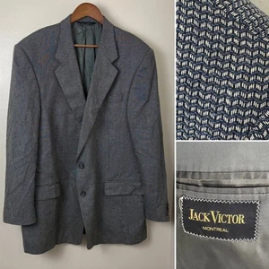 Jack Victor Men 48L Blazer Silk Wool 2B/3B Blue Beige Pattern Vintage Sport Coat - Picture 1 of 12