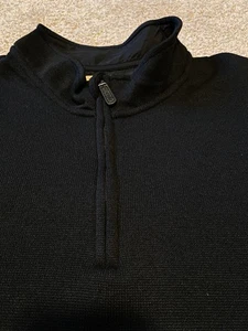 Wrangler Authentics Sweater Mens 2XL Black Quarter Zip Mock Neck Waffle Knit - Picture 1 of 14