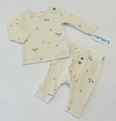Carters Recién Nacido Bebé Niño Niña Pantalones de Pascua Camisa 2 Piezas Conjunto Lindo Conejito Conjunto Nuevo Foto 1 de 3