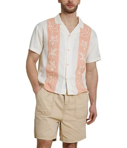 NATIVE YOUTH Mens Floral Boxy Button Up Shirt, Orange, Large - Picture 1 of 1