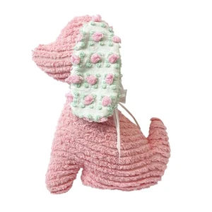 Juguete de peluche de chenilla rosa acanalado para perro orejas florales guardería para bebé - Imagen 1 de 4