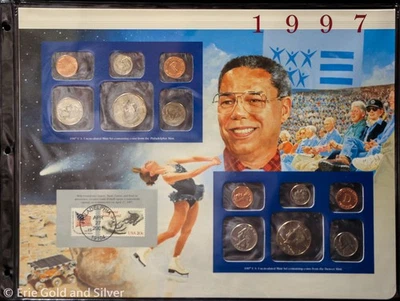 1997-P/D PCS Uncirculated US Mint Coin & Stamp Set Panel - Image 1 of 2