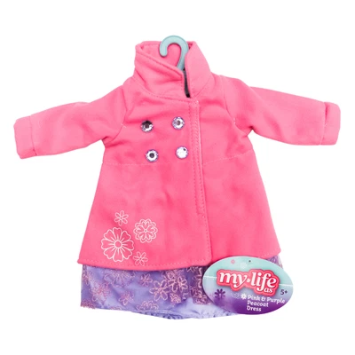 My Life As Pink & Purple Peacoat Dress Set for 18" Doll Clothes Outfit NEW - Image 1 of 4