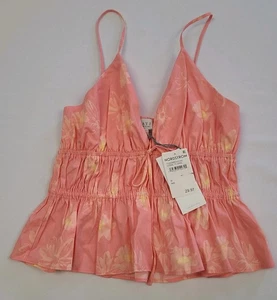 NWT WAYF Womens Sz Medium Pink Floral Cold Shoulder Blouse Top Nordstrom - Picture 1 of 7