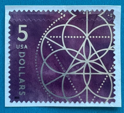 US Stamps Scott 5701 Five Dollars Floral Geometry 2022 used - Image 1 of 2
